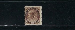 CANADA SCOTT #80 1898-1902 VICTORIA NUMERICALS 6C (BROWN) - MINT HINGED