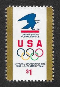 2539 MNH,  $1.00  Eagle, Olympic Rings,  scv: $2,  Free Insured Shipping