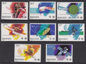 Rwanda # 1043-1050, Space  Communications  ITU, Mint NH, 1/2 Cat