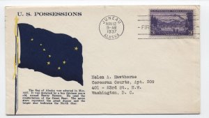 1937 Alaska #800 FDC Grandy cachet flag [y8709]