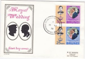 Brunei # 190-191, Princess Anne's Wedding, First Day Cover