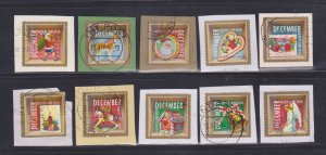 Netherlands Stamps: 2010 Christmas Issue Set/10 #1378a-j; Used; On Paper (s/a)