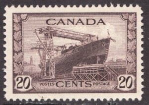 1942 Canada Sc #260 KGVI War Issue 20¢ Corvette - MH postage stamp Cv $11.25