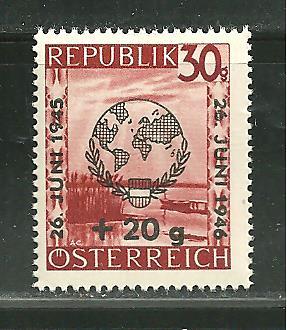 Austria B-166 MNH 1st Anni of the U.N. surcharged