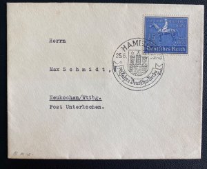 1939 Hamburg Germany First day Cover to Neukochen German Derby 70th Anniversary