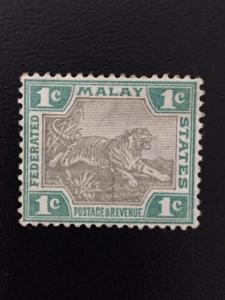 Malaya 1900-01 Federated Malay States FMS Tiger 3V 1c shades MH CCA SG#15 M1789