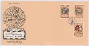 Norfolk Island 517-519 1992 Discovery of America 500th Anniversary. Ships. U/A FDC.