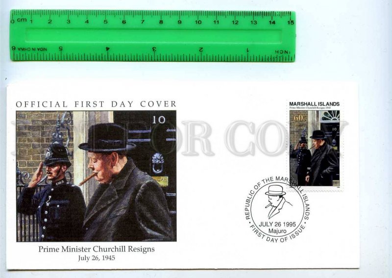 242072 MARSHALL ISLANDS WWII Prime Minister Churchill Resign 1995 year FDC