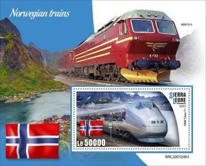 SIERRA LEONE - 2022 - Norwegian Trains - Perf Souv Sheet #1-Mint Never Hinged