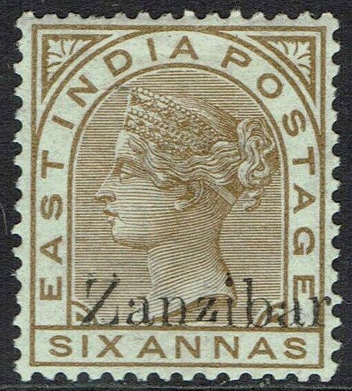 ZANZIBAR 1895 QV INDIA 6A 