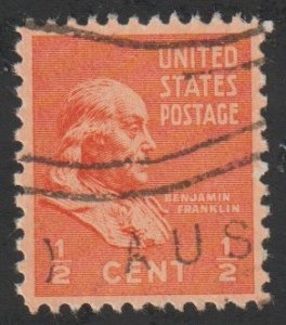 SC# 803 - (1/2c) - Franklin, USED single