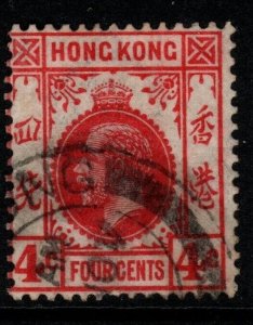 HONG KONG SG102 1912 4c CARMINE-RED FINE USED