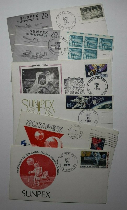 SUNPEX Multi Years Sunnyvale CA Space Philatelic Expo Cachet Cover 
