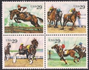 #2756-59 29 cents Sporting Horses Block of 4 mint OG NH VF