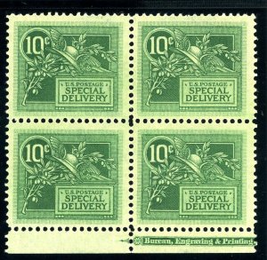 USAstamps Unused US 1908 Special Delivery Imprint Block Scott E7 OG MNH CV $560+