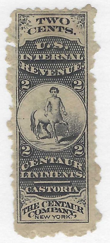 USA, stamp, Scott# Rs-51d, used, hinged, 2c, black, Centaur, Proprietary,