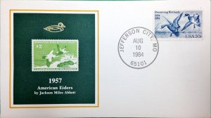 1984 50th Anniversary Duck Stamp FDC of RW24 1957 AMERICAN EIDERS, MISSOURI