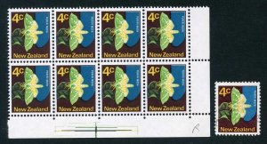 New Zealand SG819 1970 4c Butterfly Progressive Green SHIFT (veins of wings) U/M