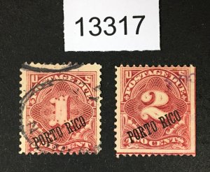 MOMEN: US STAMPS PUERTO RICO # J1-J2 USED LOT #13317