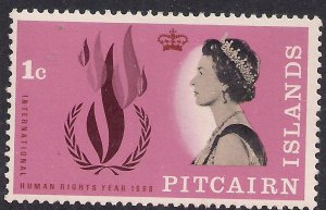 Pitcairn Islands 1968 QE2 1ct Human Rights Umm SG 85 ( R774 )