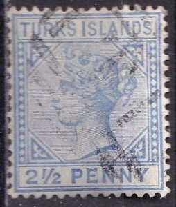 Turks Islands 52 (used) 2½p Queen Victoria, ultra (1893)