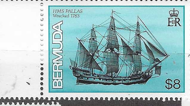 Bermuda  #498 $8 HMS Pallas  (MNH) CV $24.00