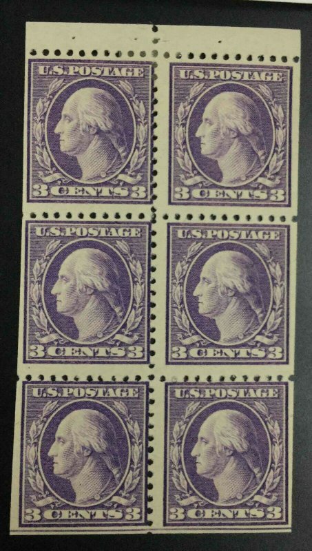 MOMEN: US STAMPS #502B BOOKLET PANE MINT OG 4NH/2H LOT #52854