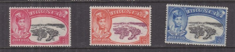 BRUNEI, 1949 Silver Jubilee set of 3, lhm.