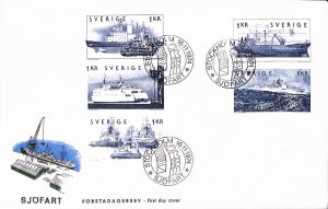 Sweden #1096-1100 FDC with left cachet/vignette shipping vessels by Zlatko Jakus