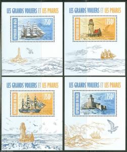 NIGER 2013 LIGHTHOUSE & SAILING SHIPS  SET OF FOUR DELUXE S/S MINT