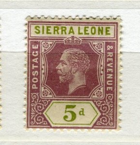 SIERRA LEONE; 1912-20 early GV issue fine Mint hinged Shade of 5d. value