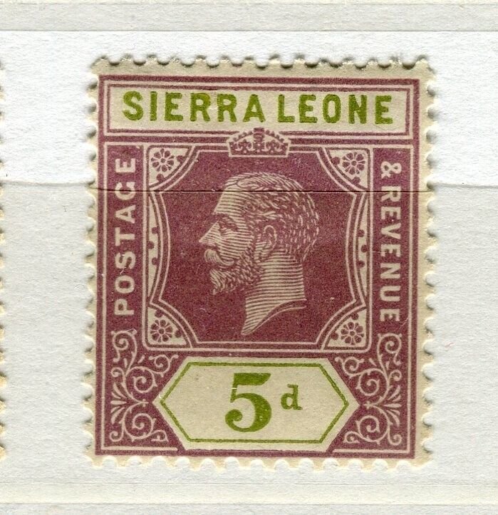 SIERRA LEONE; 1912-20 early GV issue fine Mint hinged Shade of 5d. value