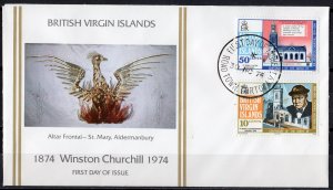British Virgin Islands 1974 Sc#278/279 SIR WINSTON CHURCHILL SEt (2) SPECIAL FDC