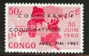 Congo Democratic Republic Scott 372 MH* 1961 Map opt stamp