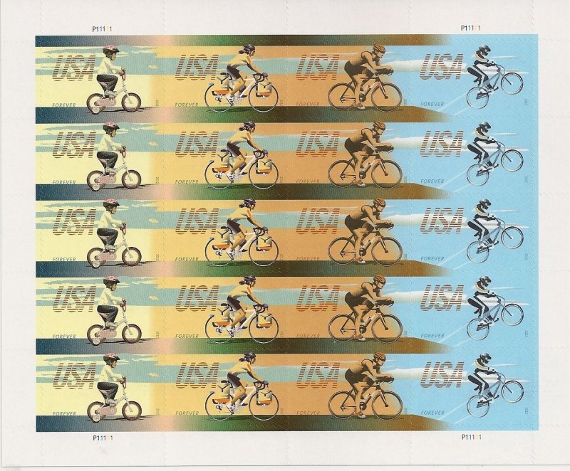 US 4687-4690 4690a Bicycling forever sheet (20 stamps) MNH 2012