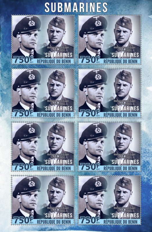 Stamps. Ships, Submarines Benin 2022 year 6 sheet perforated