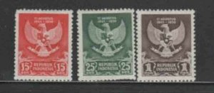 INDONESIA #359-360 1950 ARMS OF THE REPUBLIC MINT VF LH O.G bb