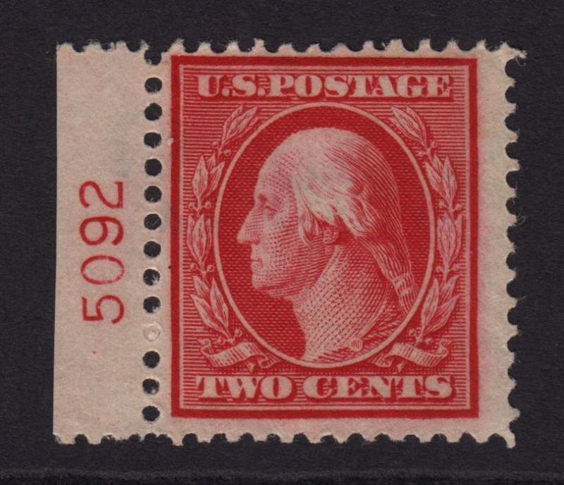 1908 Sc 332 MNH plate no. single  Hebert CV $87.50