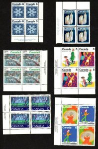 CANADA 12 DIFFERENT MNH PLATE BLOCKS OF 4 CHRISTMAS STAMPS