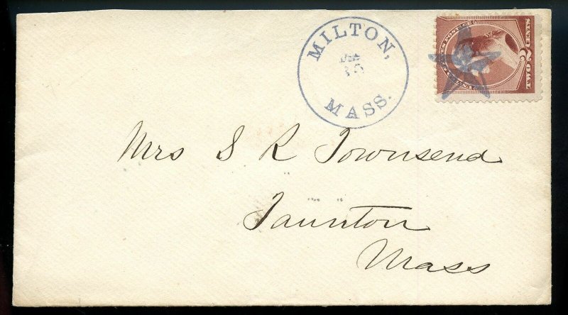 U.S. Scott 210 Bank Note Issue On Milton, Mass. Cover w/Fancy Star Cancel