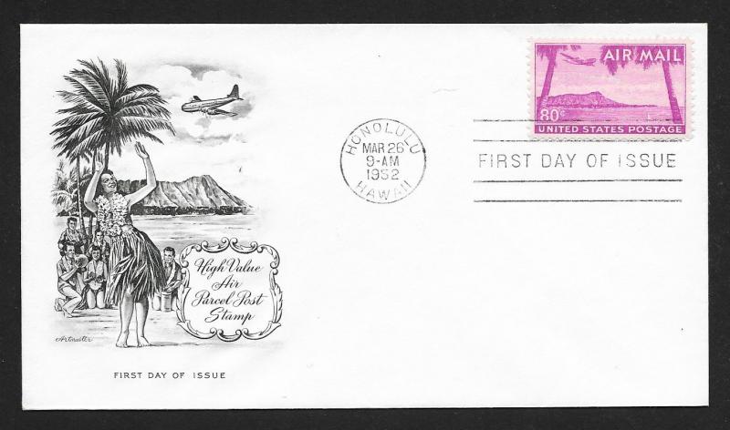 UNITED STATES FDC 80¢ High Value Air Mail 1952 Artmaster