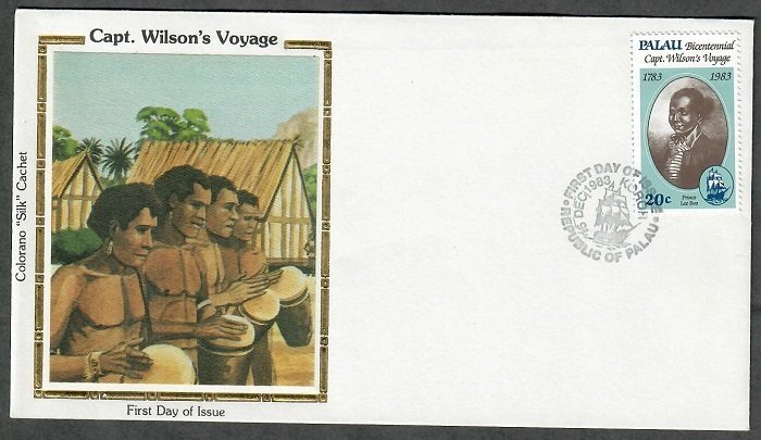 Palau 36 Captain Wilson's Voyage Colorano Silk FDC