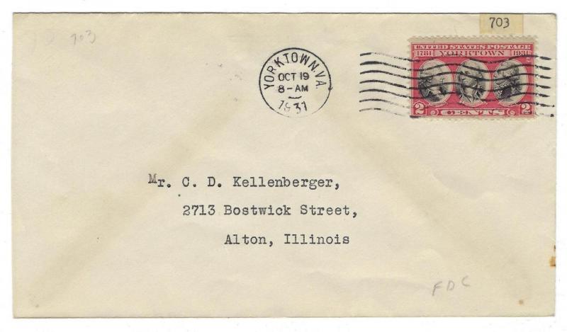 1931 USA First Day Cover - Scott # 703 (Z34)