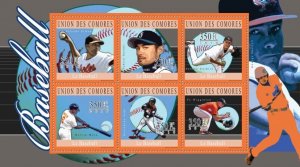 COMOROS - 2010 - Baseball - Perf 6v Sheet - Mint Never Hinged