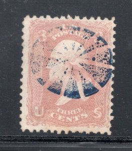 #65 Used Fancy Blue Wedges in Oval Cancel Complete Strike  (JH 4/19)