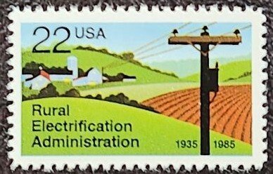 US Scott # 2144; 22c Rural Electricity from 1985; mnh, og; VF centering