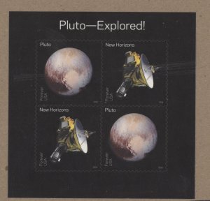 2016 US Scott #5078a (5077-5078) Pluto Explored Sheet of 4 Forever stamps MNH