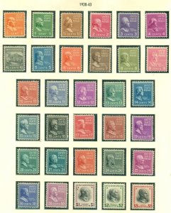 US #803-34, 839-51, Complete PREXIE set, ½¢ - $5, incl. Coils LH, VF, Scott $165