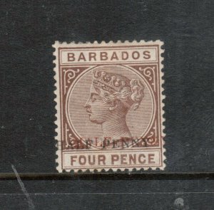 Barbados #69c (SG #104b) Mint Fine Full Original Gum Hinged **With Certificate**