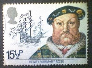 Great Britain, Scott #991, used(o), 1982, Kg Henry VIII and the Mary Rose, 15½p